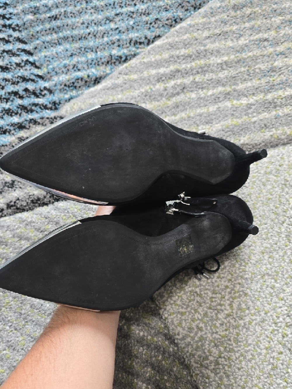 DKNY Black Suede Pointed-Toe Ankle Boots Size 9.5 - Picture 7 of 11
